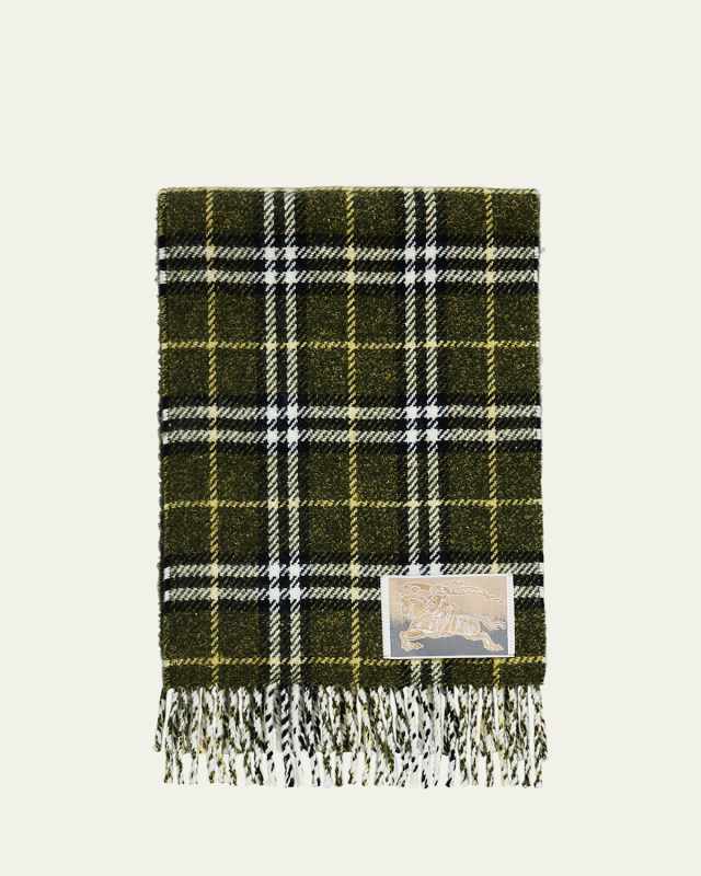 Check-Print Cashmere Blend Scarf